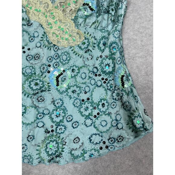 Bebe Womens Size M Y2K Silk Sequin Beaded Cami Tank Top - Picture 11 of 13